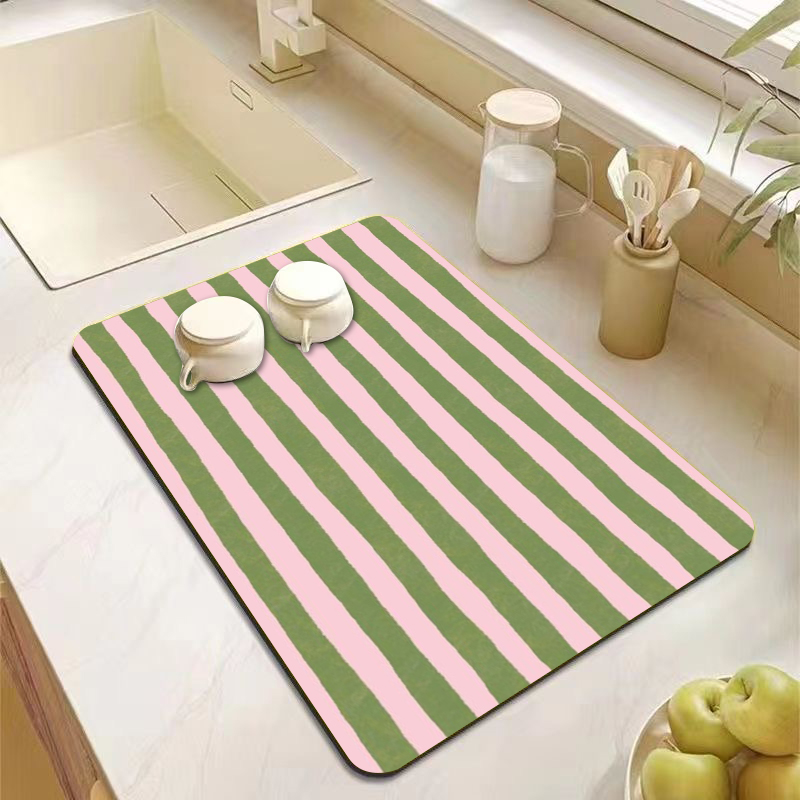Aesthetic Pink Green Striped K - Bar Mat Rubber recension och pris