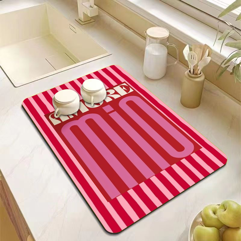 Aesthetic Pink Green Striped K - Bar Mat Rubber recension och pris