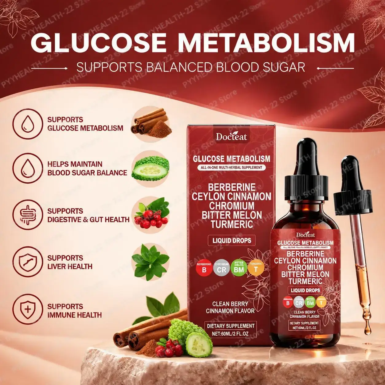 Glucose Metabolism Drops,Healt - Bitters Bottle Set recension och pris